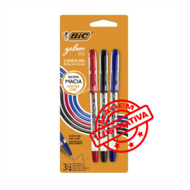 Canetas Gel BIC Gelocity Ponta Fina 0.5mm PCT 3 Cores