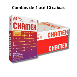 Papel Sulfite A4 Chamex 75grs 210mmx297mm caixa com 10 resmas de 500 folhas cada